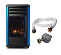 Chauffage à gaz 3,4KW Bleu Effet feu + Tuyau gaz + Détendeur butane Manhattan Sahara