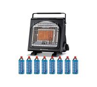 Kemper - Chauffage à gaz Portable 1700W Systèmes Sécurité intégrés + 8 Cartouches de gaz Butane Autonomie 2h30