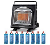 Kemper - Chauffage à gaz Portable 1700W Systèmes Sécurité intégrés + 8 Cartouches de gaz Butane Autonomie 2h30