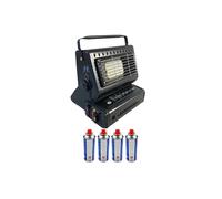 Chauffage à gaz portable1300W Céramique Peche Outdoor + 4 cartouches gaz NIKLAS