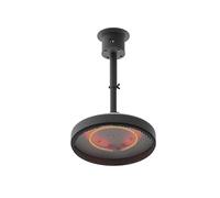 Chauffage au plafond, 2000 W, tube carbone, 3 niveaux de chaleur, télécommande, IP65, résistant aux intempéries, réglable en hauteur 51-66 cm, Ø 44 cm