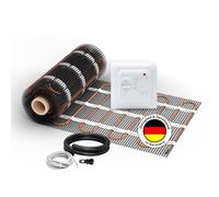 Chauffage au sol électrique pour carrelage : tapis chauffant WARMON Ultra 200 W/m² avec thermostat d'ambiance TS 25 analogique, dimensions du tapis : 3 m²