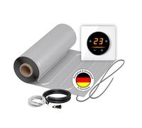 Chauffage au sol électrique : tapis chauffant à deux fils avec feuille d'aluminium WARMON ALU 150 W/m² avec thermostat WiFi OKE-25 tactile et cadre de couverture en verre, thermostat : OKE25 Garda