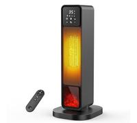 Chauffage d’appoint avec Flamme 3D, Chauffage Electrique Oscillant 70°, Radiateur Electrique Céramique PTC 2200W, 4 Modes, Mode ECO, Minuterie 12H, Silent, Contrôle Précis, Protection Multiple, Maison