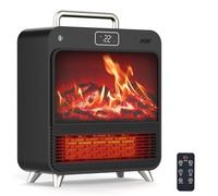 Chauffage d'appoint, 1500W Chauffage Soufflant à Flamme Dynamique 3D,Affichage LED,4 Modes,Éco,Minuterie 12h,Protection Anti-Renversement&Contre-Surchauffe, Radiateur Soufflant Silencieux pour Chambre