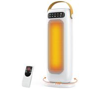 Chauffage d'appoint 1500W PTC, 35dB Silencieux & Puissant, 4 Modes Économie d'Énergie, 110°Oscillation, Minuterie 1-10H, Anti-Surchauffe & Chute, Portable Chauffage Soufflant pour Salon/Bureau/Chambre