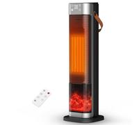 Chauffage d'appoint, 2000W Radiateur Électrique avec Flamme 3D,Télécommande,Thermostat,3 Modes,Oscillation 75°,Minuterie 12H,Sécurité Anti-chute/Surchauffe, Chauffage Soufflant Silencieux pour Chambre