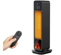 Chauffage d'appoint, 2200W Radiateur Electrique, Mode Éco, 3 Modes Chauffants, 180 ° Oscillation, Télécommande, Protection Multiple, Affichage LED, Effet de Flamme, Minuterie 12H, pour Maison, Bureau