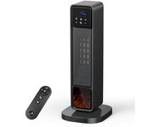 Chauffage d'appoint, 2200W Radiateur Electrique, Mode Éco, 3 Modes Chauffants, 180 ° Oscillation, Télécommande, Protection Multiple, Affichage LED, Effet de Flamme, Minuterie 12H, pour Maison, Bureau