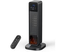 Chauffage d'appoint, 2200W Radiateur Electrique, Mode Éco, 3 Modes Chauffants, 180 ° Oscillation, Télécommande, Protection Multiple, Affichage LED, Effet de Flamme, Minuterie 24H, pour Maison, Bureau