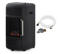 Chauffage d'appoint à gaz Volga - FAVEX - Effet feu de cheminée - Livré avec tuyau et détendeur - 6 puissances - 40 m², Noir