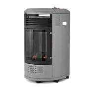 Chauffage d'appoint à gaz Volga Gris Mât - FAVEX - Effet feu de cheminée - 6 puissances de chauffe Thermostat - 40 m² - Gris