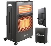 Chauffage d'appoint gaz et électrique - poêle à gaz - Outsunny - 4200W/1200W infrarouge pliable 2 freins - métal - 45x42x75cm - noir