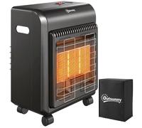 Chauffage d'appoint gaz - poêle à gaz - Outsunny - portable 4 2kW infrarouge compact 2 freins ODS housse - métal - 37x29x55cm - noir