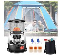 Chauffage d'appoint portable au kérosène, non électrique, économe en combustible et sans fumée, brûleur à convection au kérosène 4,5 L 9000 BTU avec sac de transport + chauffage à kérosène à 3 mè