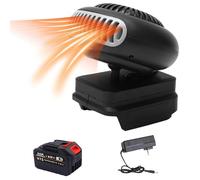 Chauffage d'appoint portable, chauffage de voiture, chauffage thermostatique, 170 W, 18 V, ventilateur électrique orientable à 180° avec 2 ports USB, for la maison et la voiture.