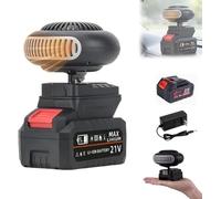 Chauffage d'appoint portable : chauffage sans fil rechargeable 21 V, chauffage compact à angle réglable pour atelier et usine