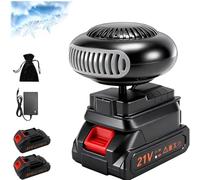 Chauffage D'appoint Sur Batterie, 1500 Mah Chauffage a Batterie, Chauffages De Voiture Portable Sans Fil, Démisteur Anti-Chute Avec 2 Ports USB, Pour Le Camping, Les Tentes (B:Deux batteries)