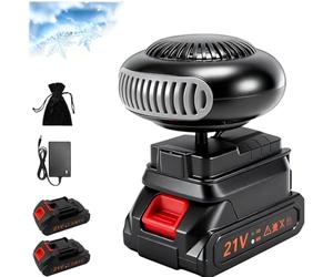 Chauffage D'appoint Sur Batterie, 1500 Mah Chauffage a Batterie, Chauffages De Voiture Portable Sans Fil, Démisteur Anti-Chute Avec 2 Ports USB, Pour Le Camping, Les Tentes (B:Deux batteries)