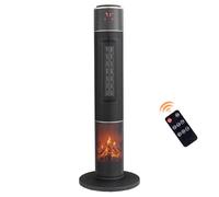 Chauffage d'appoint tour avec flamme 3D, chauffage électrique portable thermostat, oscillation à 60°, minuterie et télécommande,Dispositif de réchauffement