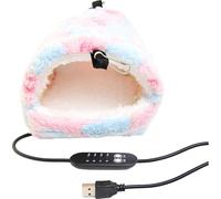 Chauffage de cage à oiseaux pour perruches - Hamac en peluche pour inséparable, conure, canari, lapin, chinchilla, perruche, calopsitte, cacatoès à suspendre, branche de fleurs (rose, taille M)