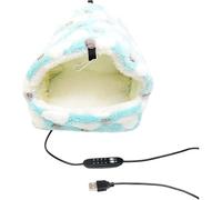 Chauffage de cage à oiseaux pour perruches - Hamac en peluche pour inséparable, conure, canari, lapin, chinchilla, perruche, calopsitte, cacatoès à suspendre, branche de fleurs (bleu XL)