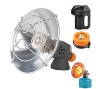 Chauffage de camping avec adaptateur et boîte de rangement, chauffage portable en acier inoxydable, au propane réglable et étanche pour tente, pêche en plein air