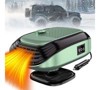 Chauffage de Voiture 12/24V 150W, Chauffage D'appoint Chauffage et Refroidissement, Ventilateur Base Rotative à 360 degrés Chauffage Rapide du Pare Brise de Voiture Plug in Allume Cigare (Vert-24V)