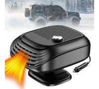 Chauffage de Voiture 12/24V 150W, Chauffage D'appoint Portable, Chauffage et Refroidissement, Ventilateur Base Rotative à 360 degrés, Chauffage Allume Cigare pour Voiture, Camping Car, SUV (Noir-12V)