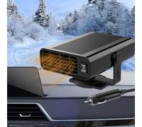 Chauffage de Voiture, 2 en 1 Chauffage de Voiture Portable, 12 V 120 W Chauffage Soufflant de Voiture avec Prise Allume-Cigare, Rotatif à 360°, pour le Chauffage et le Dégivrage Des Voitures（Noir）