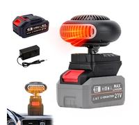 Chauffage de voiture avec batterie, mini chauffage d'appoint, radiateur soufflant à piles avec 2 niveaux (30-80 °C), protection anti-basculement et port USB, chauffage rapide, dégivreur