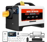 Chauffage Diesel 8 KW 12V/24/220V Tout-en-Un Portable Chauffage à Air Diesel,0,16-0,52 L/h Réchauffeur d'air Diesel 8-36 ℃ Réglable 15-20 m² Contrôle Intelligente Télécommande LCD Bluetooth APP