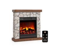 Chauffage électrique - Lienz - Fausse cheminée - 1800W - Télécommande - Polystone - Brun