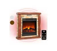 Chauffage électrique - Klarstein Lienz - Fausse cheminée - 1800W - Télécommande - Polystone - Rouge/Brun Marron G