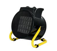 DEDRA Chauffage céramique PTC 2000 W, aérotherme électrique rond noir, chauffage d’appoint soufflant portable avec thermostat réglable pour maison, bureau, garage ou atelier