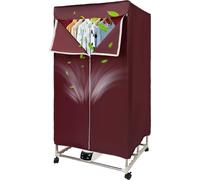 Chauffage électrique Séchoir à linge pliable avec roulettes Timer 70x50x150cm vin rouge