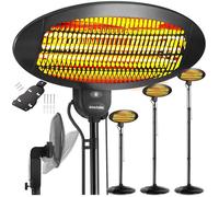 TECTAKE Radiateur infrarouge SOLARIS MONOLITH 2000W réglable en hauteur avec 3 puissances et protection anti-basculement