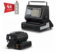 Chauffage gaz portable 2en1 camping-réchaud butane céramique 1,3 kW+6cartouches