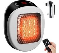 Chauffage mural pour maison avec télécommande, mini radiateur soufflant en céramique, 600W 15-32℃, Minuteur de 1-12h, Système Thermostatique, Silencieux, pour Chambre, Salle de Bain ou Bureau (Blanc)