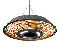 Chauffage Plafond Infrarouge 2000W TROTEC IR 2010 SC - IP45 (Étanche Pluie) Télécommandé Chauffage Extérieur Design Polygonal Noir - Éclairage LED Pour Terrasse, Balcon, Restauration Professionnelle