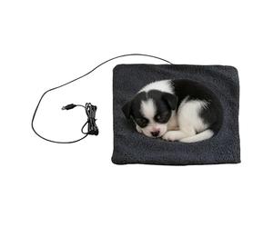 Chauffage pour animaux de compagnie - Tapis chauffant en peluche pour une chaleur douce et confortable, couche de tissu imperméable, module de charge USB, panneau de commande thermostatique, base