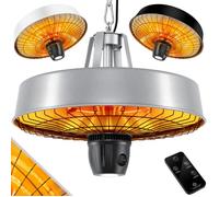 Chauffage radiant de plafond noir - KESSER - Télécommande - 3 niveaux de chauffage 1000 W 1500 W 2500 W