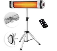 Chauffage radiant infrarouge argent 2500 W avec trépied télécommande Chauffage extérieur 3 puissances
