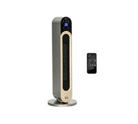 Chauffage soufflant oscillant 1100/2200 W - mini radiateur céramique PTC - télécommande incluse - chauffage d'appoint gris doré