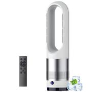 Chauffage soufflant sans pales Ventilateur Tour Chaud/Froid télécommande 45,7cm(18") 8 Vitesses Oscillation à 80°minuterie h purificateur d'air Portable Affichage LED idéal Les Bure