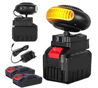 Chauffage sur Batterie Rechargeable, Chauffage Portable sans Fil pour Voiture - Chauffage d'Appoint Rapide avec Dégivrage et Désembueur pour Voiture, Maison et Bureau (Deux petites piles)