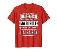 Chauffagiste Je Ferme Pas ma Gueule Cadeau Chauffage Humour T-Shirt, Homme, Rouge, M