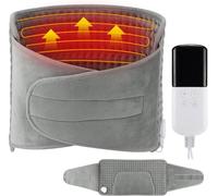 Chauffant Électrique 122x30cm Ceinture Chauffante Lombaire 10 Niveaux de Température 38-60℃ Ceinture Chauffante Dos 4 Réglages de Minuterie Coussin Chauffant Regle Douloureuse(Gris)