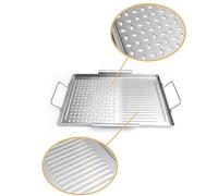 chauffante à Dessus Plat - Poêle à Griller en Acier Inoxydable, Outil de Cuisson pour Barbecue, à Double poignée, Accessoire de Camping en Plein air | Conception de de Gril pour c