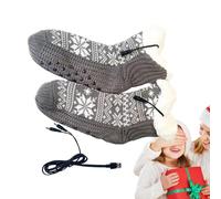 Chauffants Pieds pour Hommes et Femmes,Alimentation USB Motif Flocon Neige Chaussettes Thermiques Hiver - Chauffe-Pieds Portable Hiver Pieds Hommes Femmes pour Randonnée Vélo Moto Pêche Camping Travai